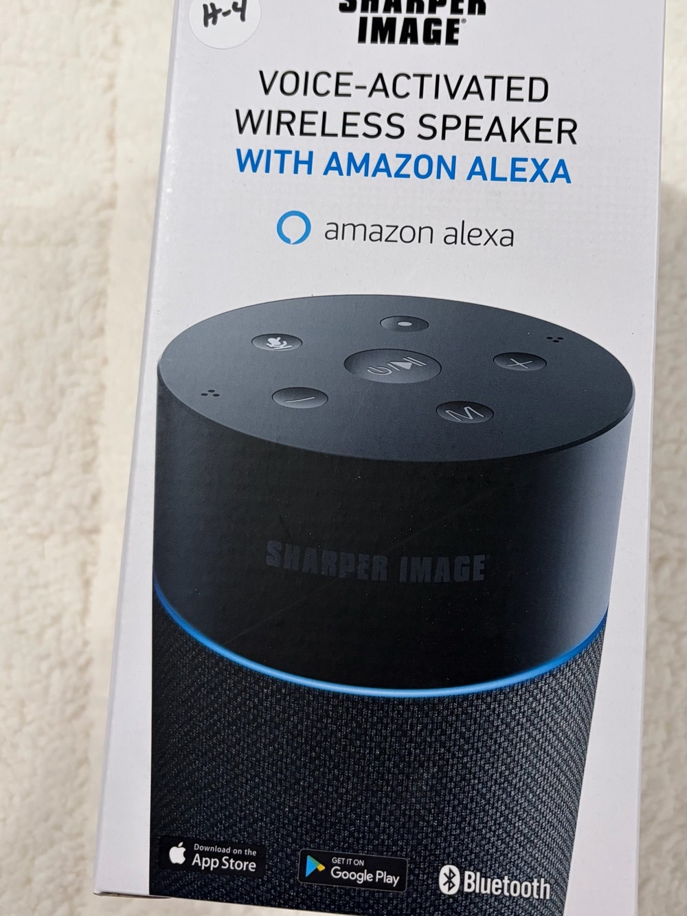 Sharper Image Black Voice-Activated Bluetooth Speaker with Alexa
